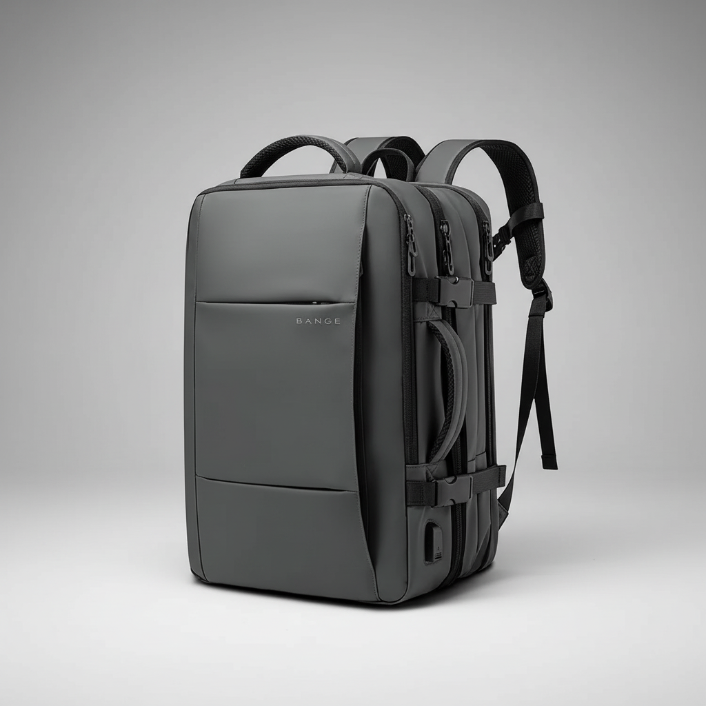 Geschäftsrucksack erweiterbar mit Laptop-Fach und USB-Anschluss