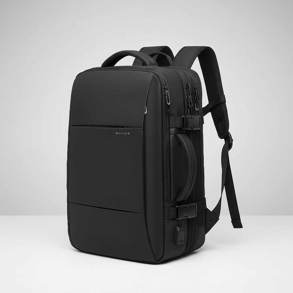Geschäftsrucksack erweiterbar mit Laptop-Fach und USB-Anschluss