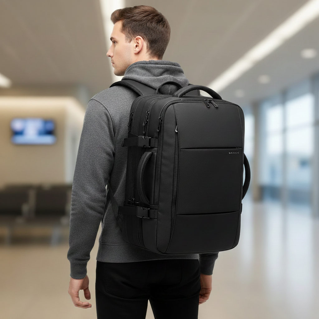 Geschäftsrucksack erweiterbar mit Laptop-Fach und USB-Anschluss