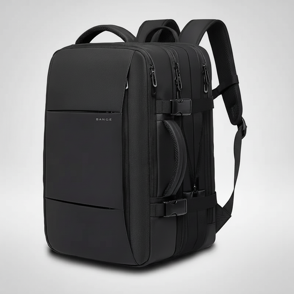 Geschäftsrucksack erweiterbar mit Laptop-Fach und USB-Anschluss