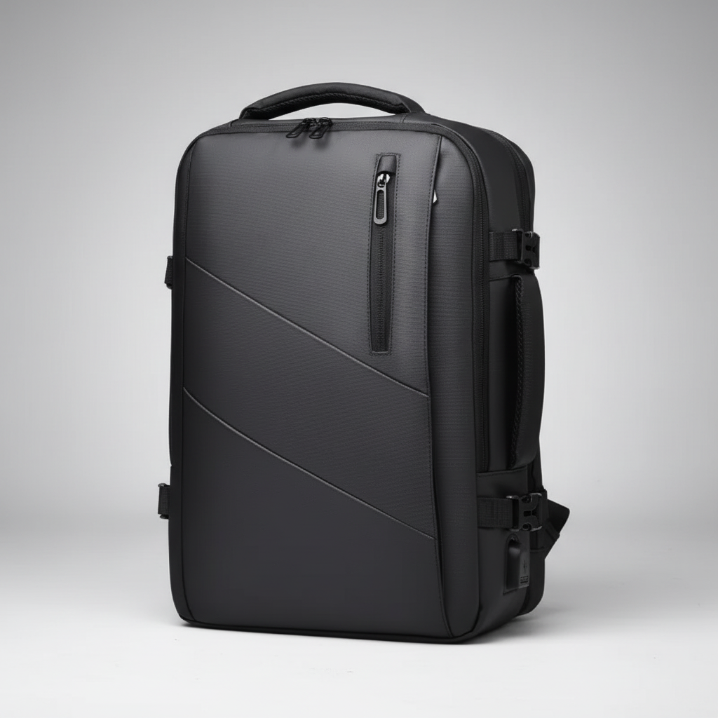 Erweiterbarer Laptop-Rucksack mit USB-Ladeanschluss und Organizer