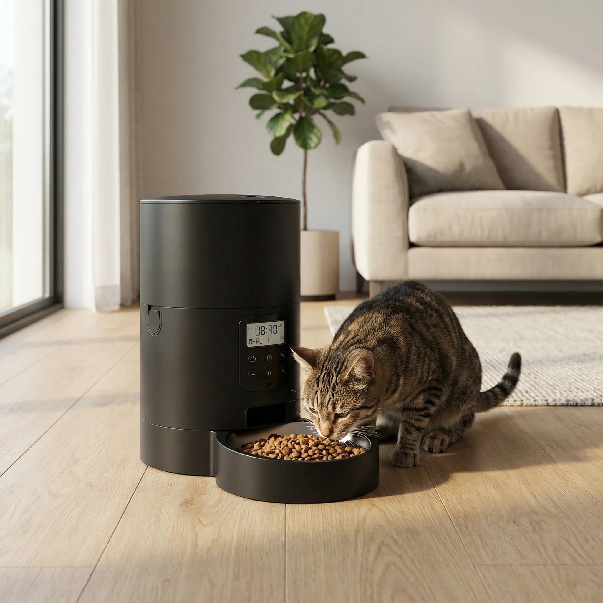 Automatischer Futterspender für Haustiere mit Zeitschaltuhr und Portionskontrolle