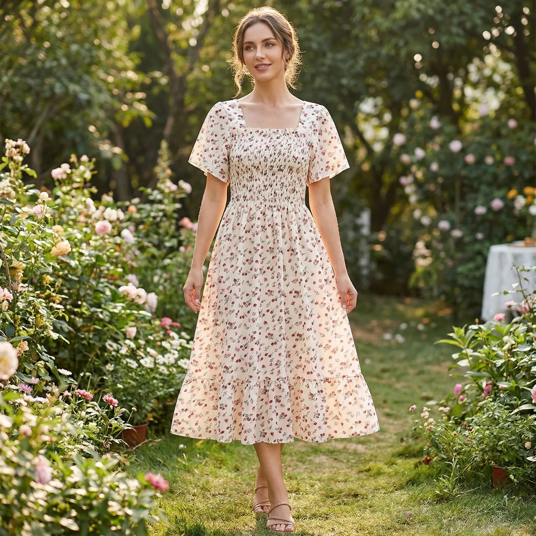 Nordspur | Florette Floral Print Pleated Midi Dress