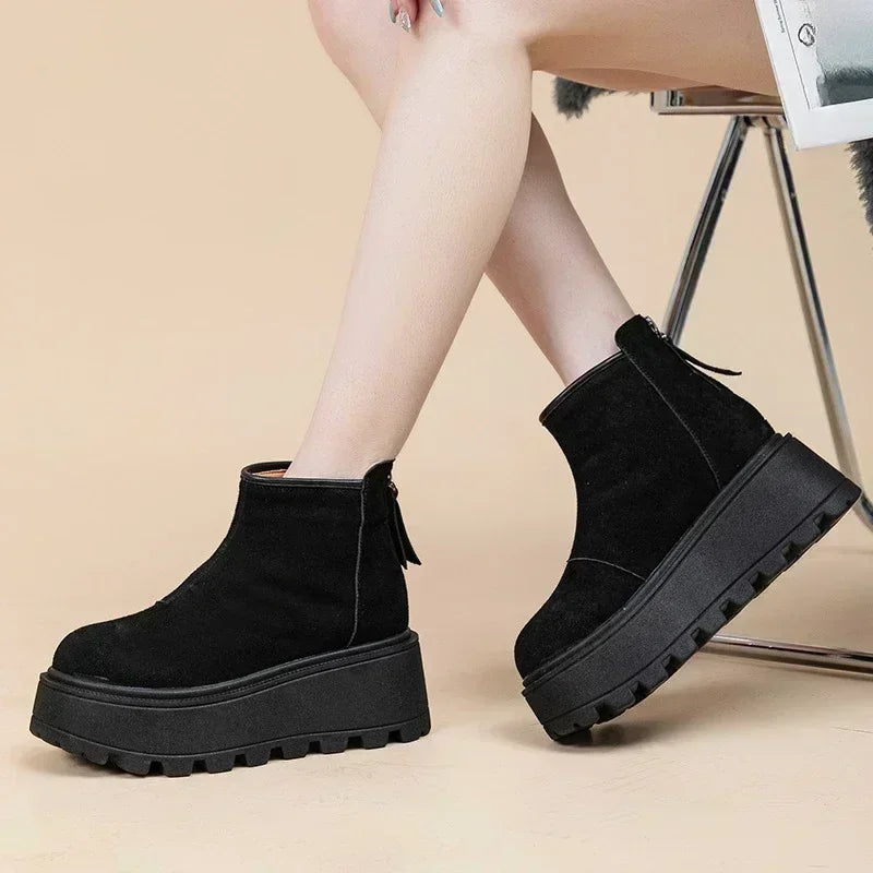 Damen-Knöchelstiefel Winter Plattform rutschfeste Sohle