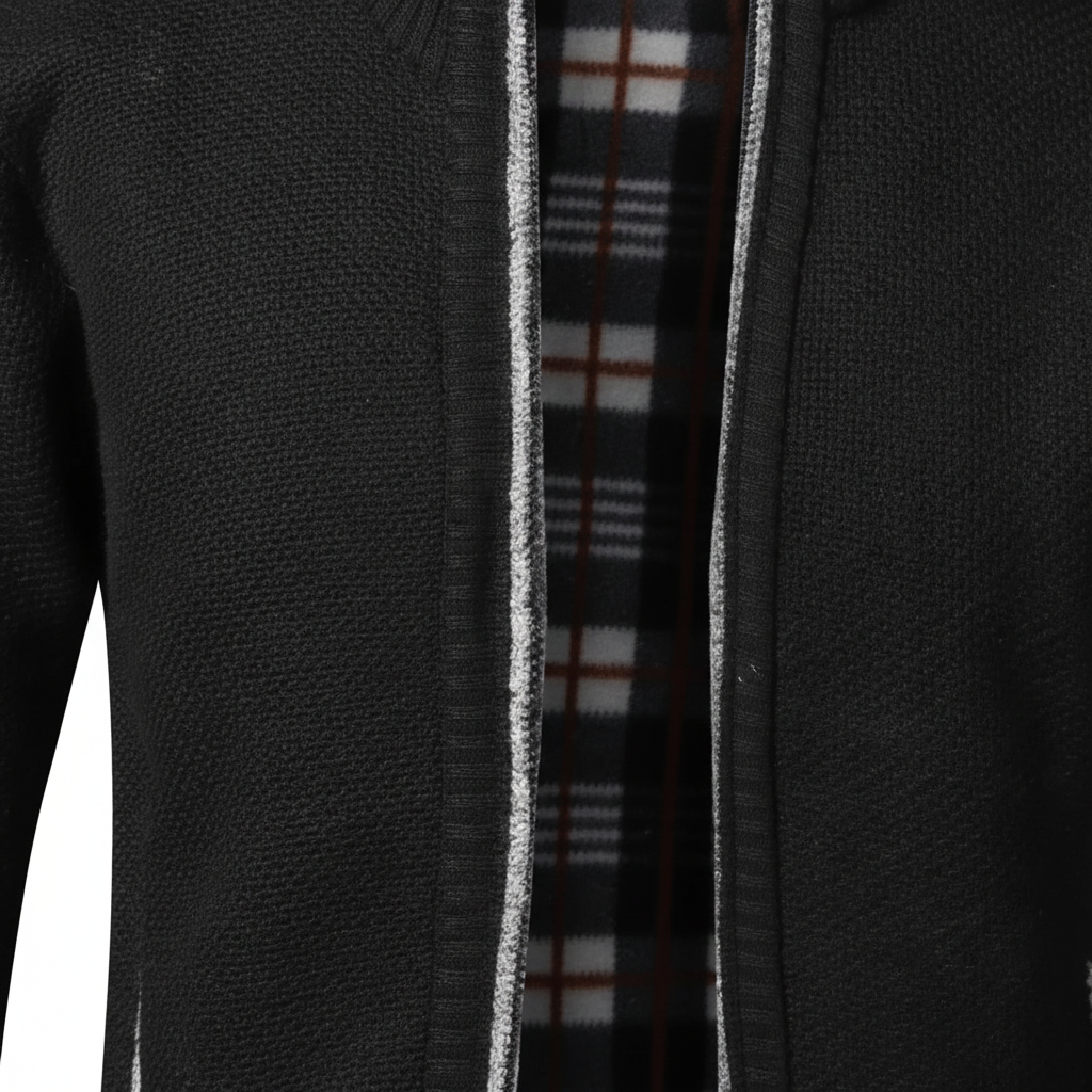 Herren Zip Cardigan gefüttert schlanke Passform mit Taschen