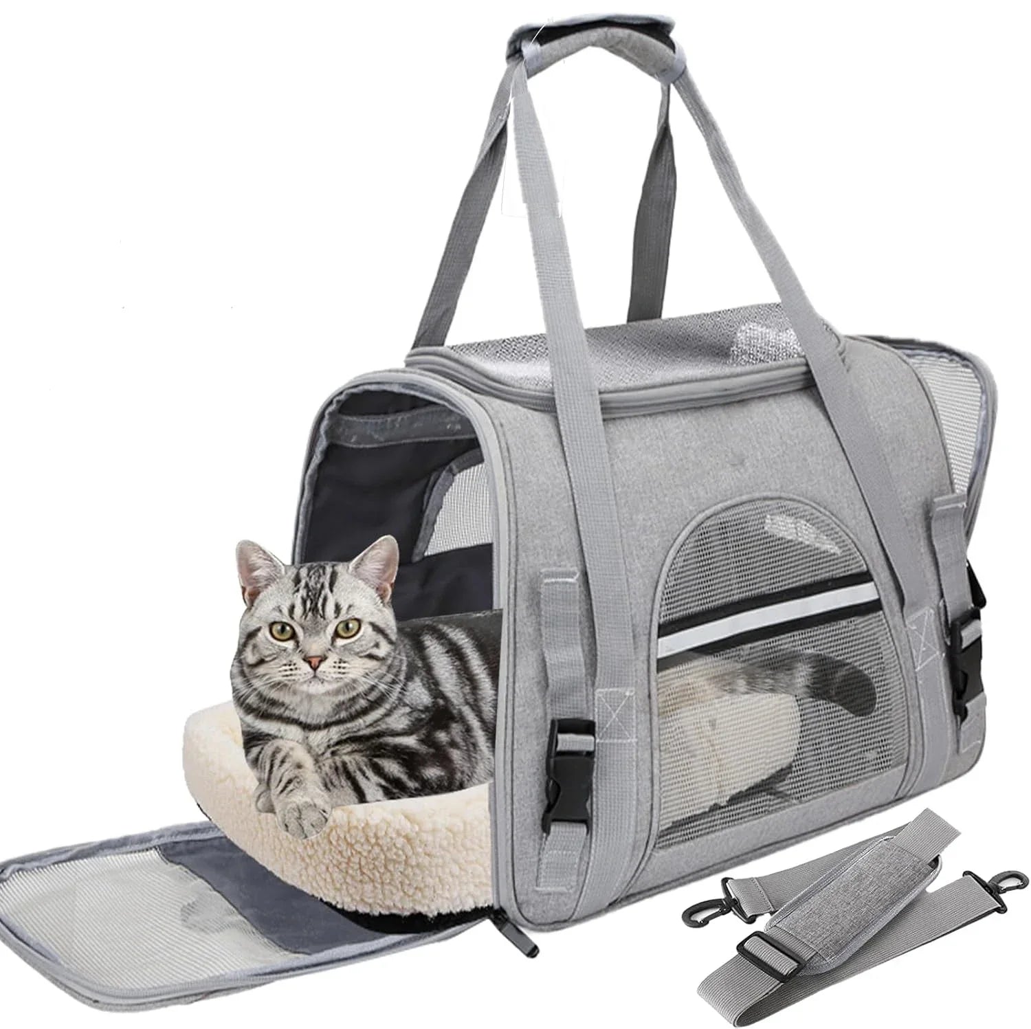 Weiche Haustiertransportbox flugzugelassen Katze Hund Netzbelüftung
