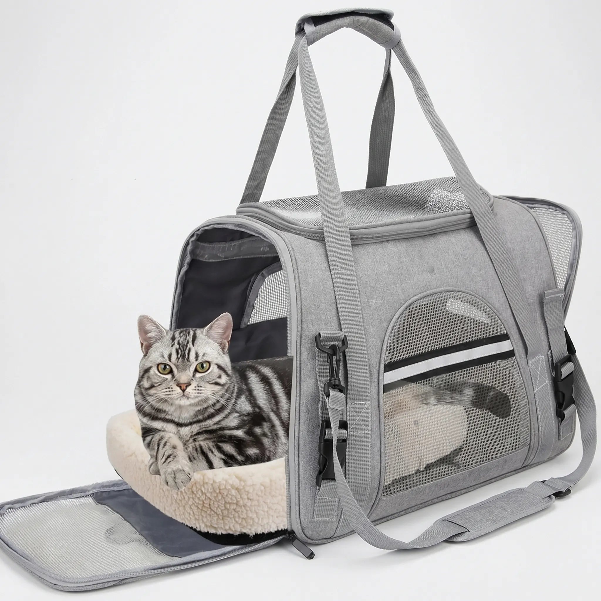 Weiche Haustiertransportbox flugzugelassen Katze Hund Netzbelüftung