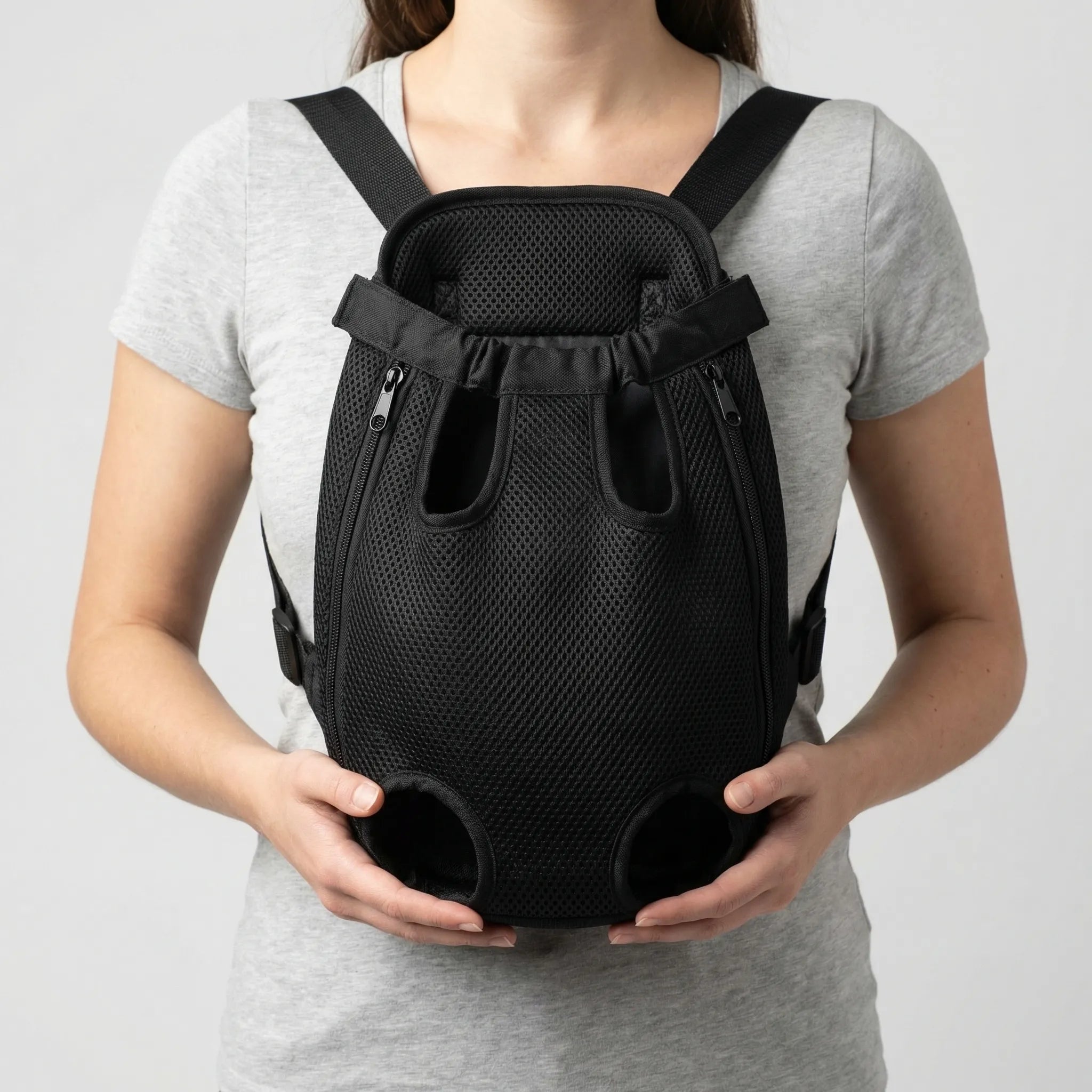 Haustier-Rucksack vorne tragbar mit atmungsaktiven Mesh-Paneelen