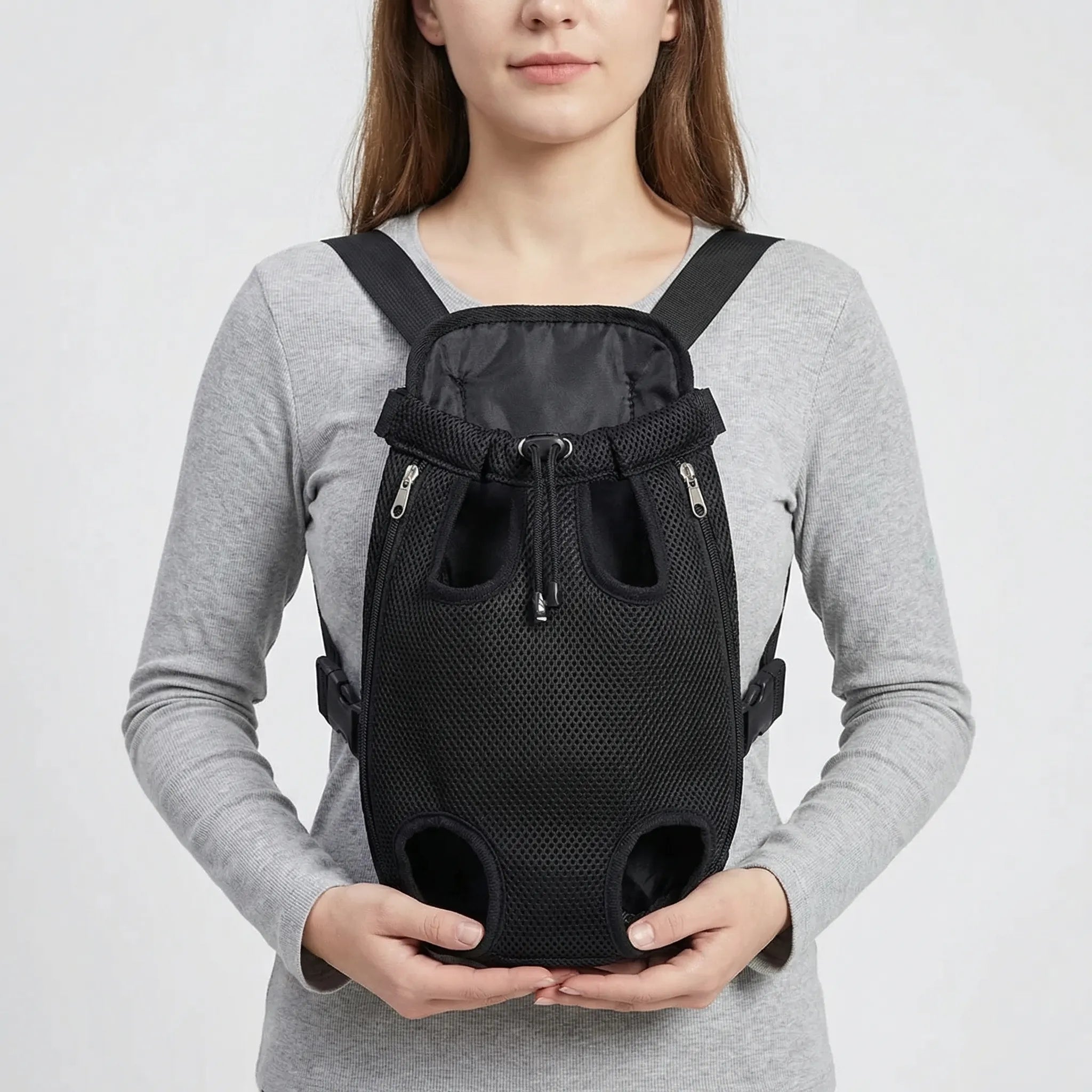 Haustier-Rucksack vorne tragbar mit atmungsaktiven Mesh-Paneelen
