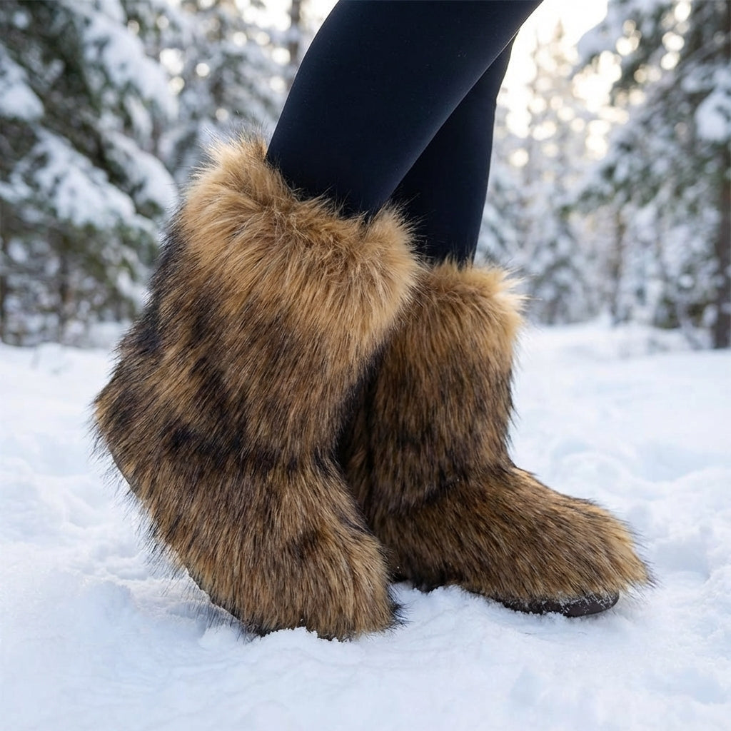 Winterstiefel Wadenhöhe flauschig rutschfest warmes Innenfutter