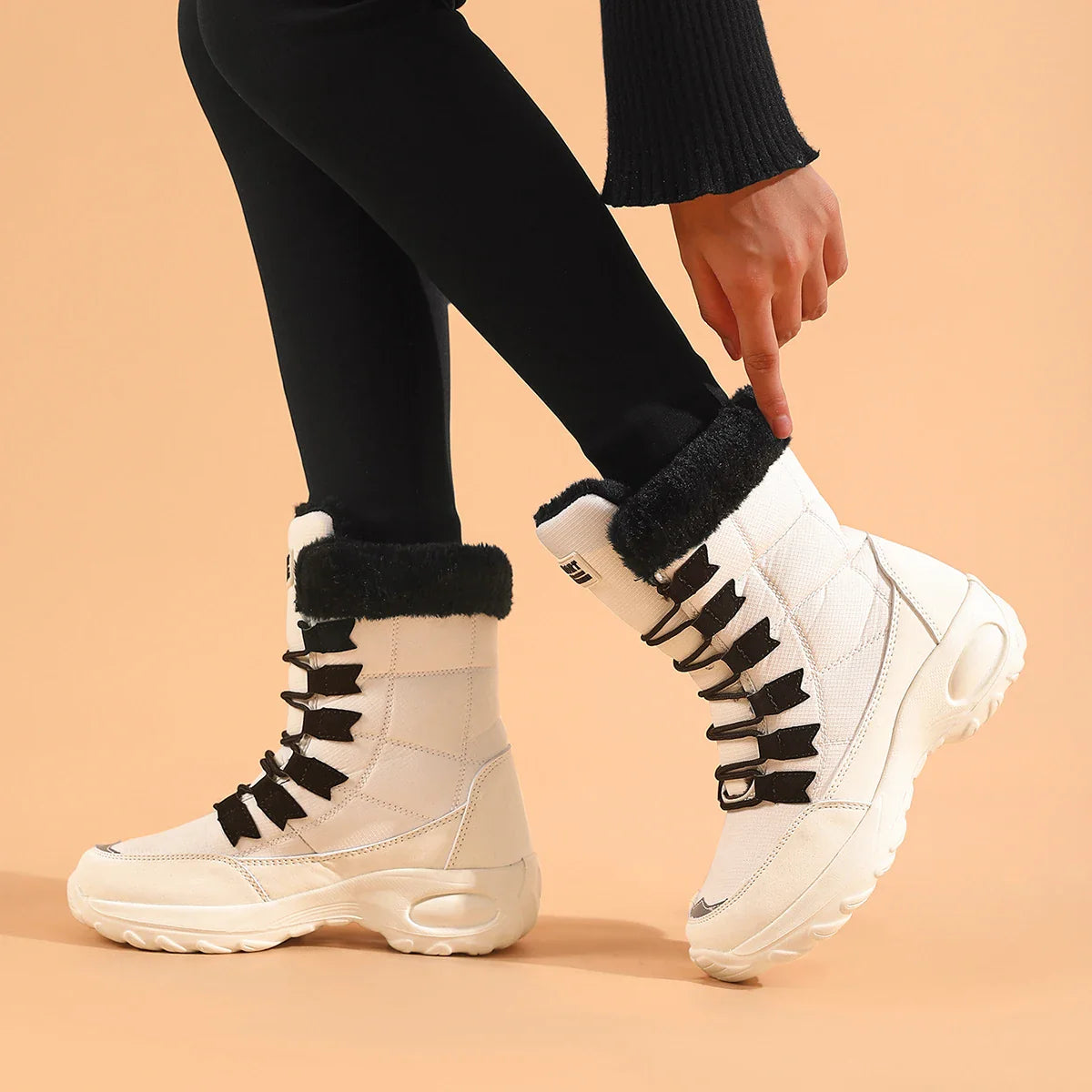 Winterstiefel Damen rutschfest warm gefüttert Schnürsenkelverschluss