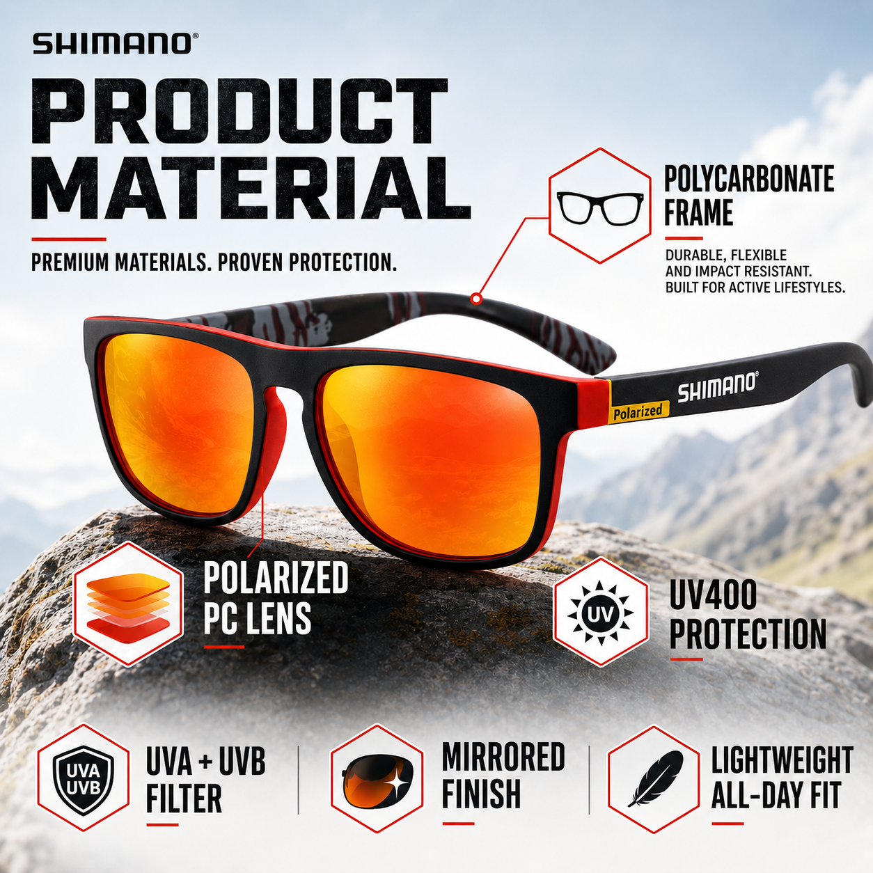 Nordspur | Glarex Polarisierte Wraparound-Outdoor-Sonnenbrille