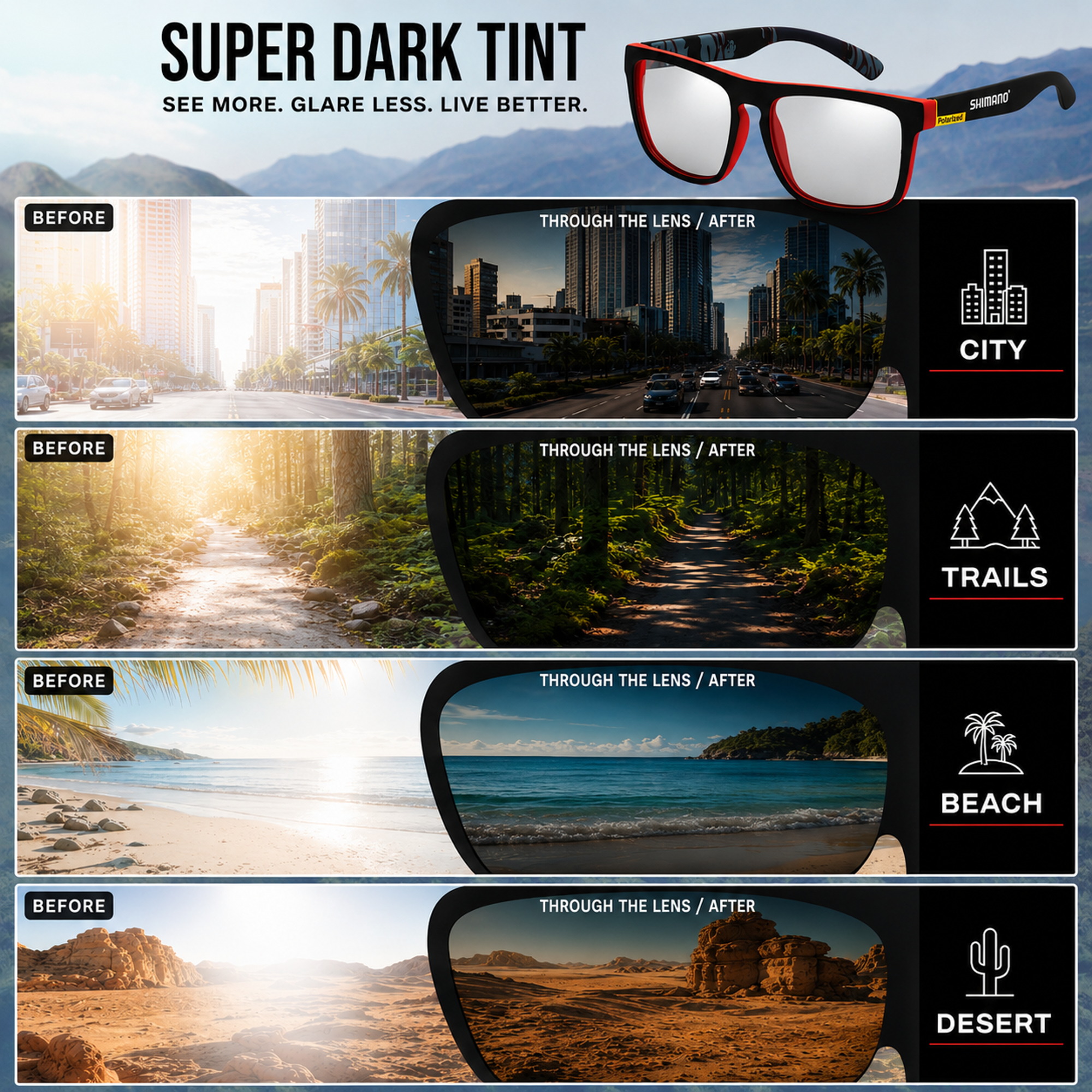 Nordspur | Glarex Polarisierte Wraparound-Outdoor-Sonnenbrille