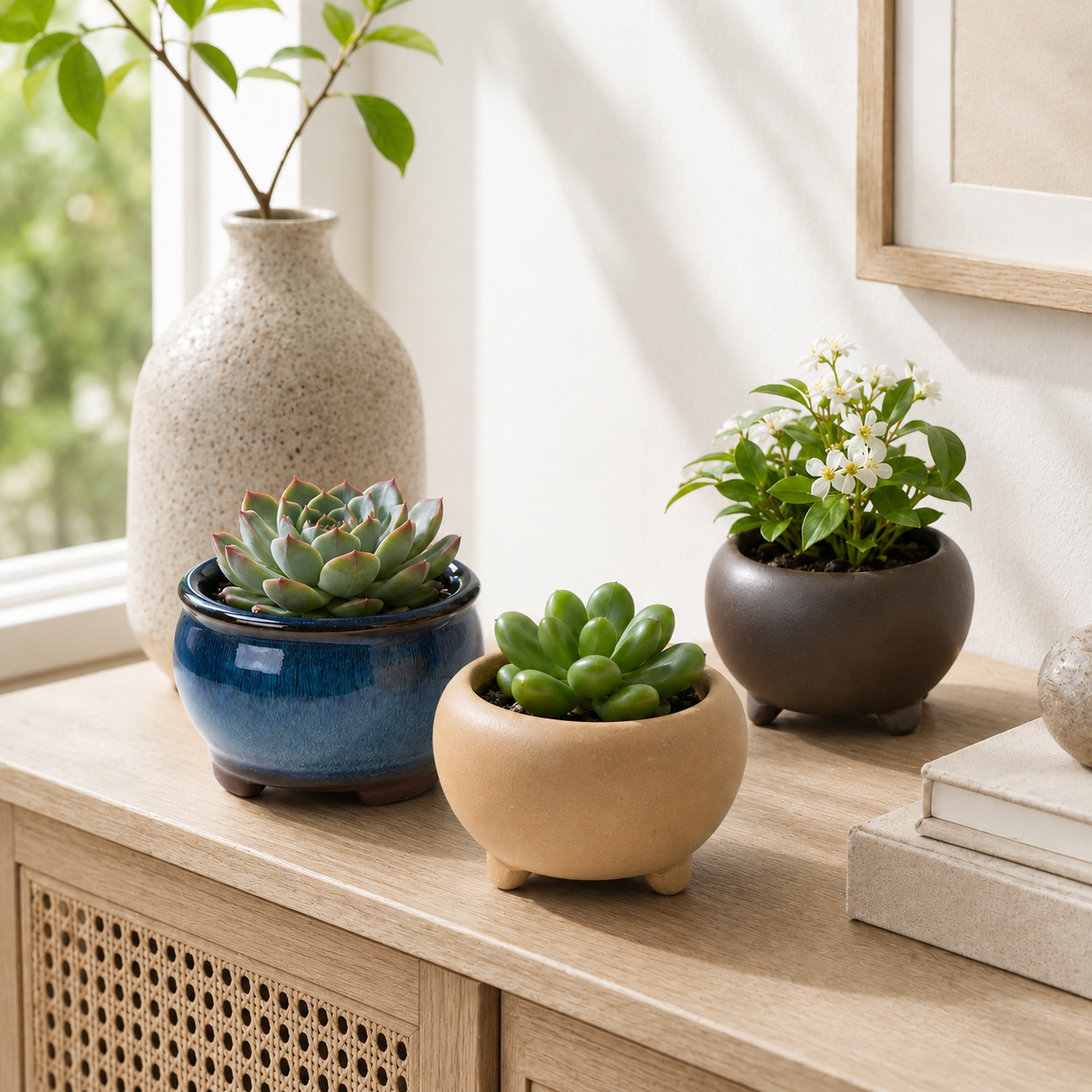 Nordspur | Glazwyn Runder glasierter Blumenkübel