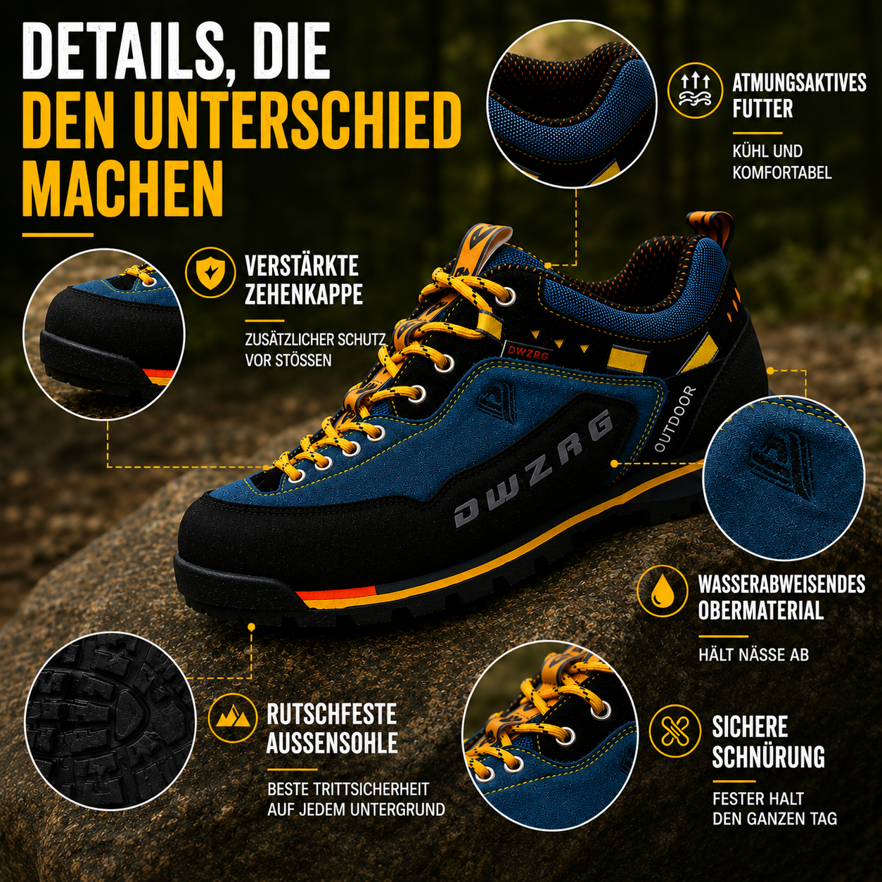 Nordspur | Gripholt Wasserdichte Schnürschuhe Outdoor-Wanderschuhe