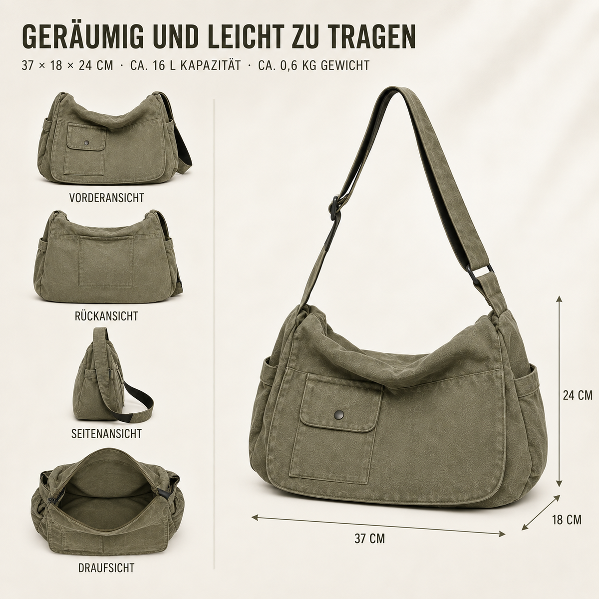 Nordspur | Große Canvas Messenger Tasche