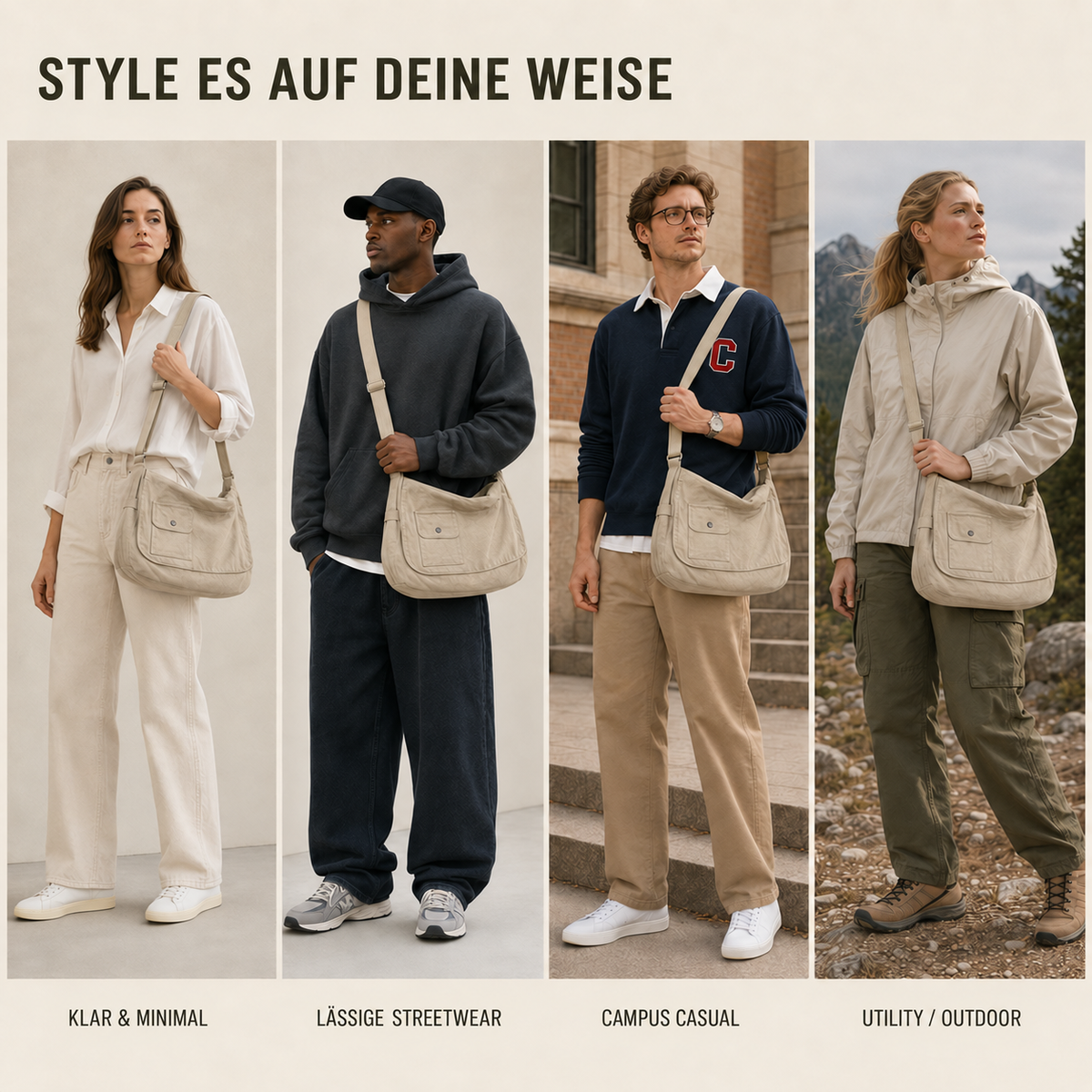Nordspur | Große Canvas Messenger Tasche