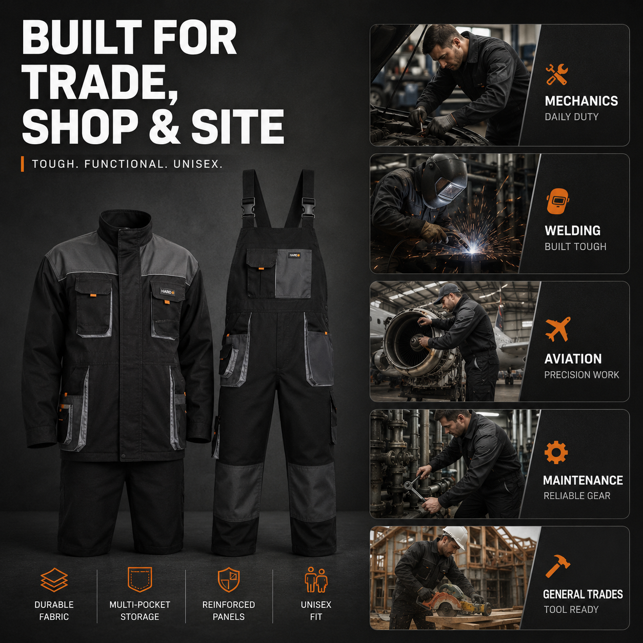 Nordspur | Gruvtek Multi-Pocket-Latzhosen-Arbeitsanzug