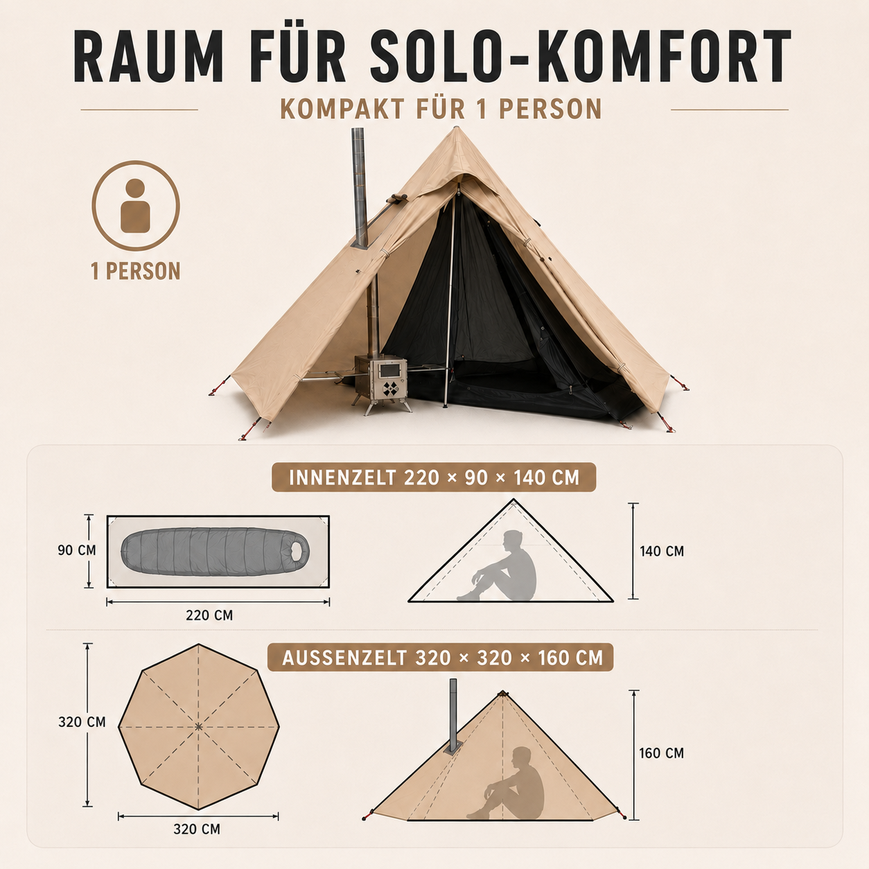 Nordspur | HearthPeak Ein-Personen-Pyramidenzelt