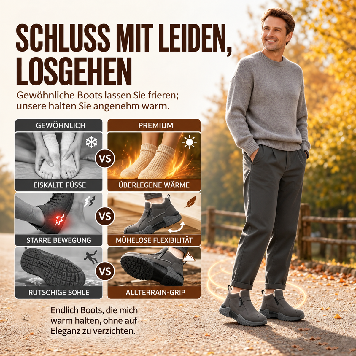 Nordspur | Herren Warme Gefütterte Winter-Stiefeletten mit Fleece