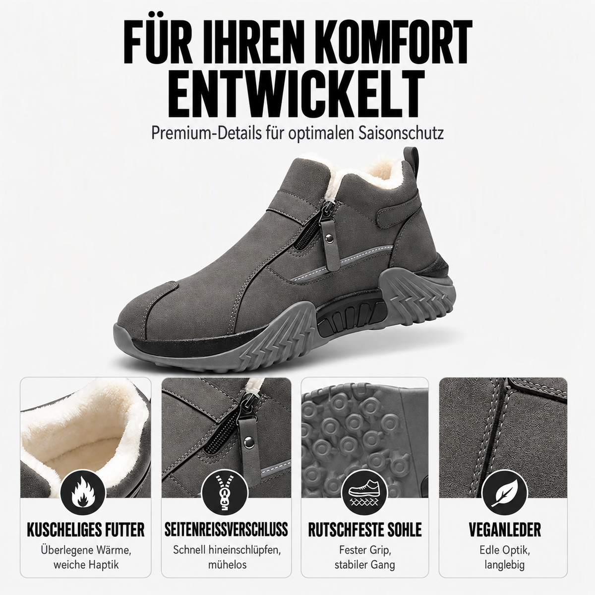 Nordspur | Herren Warme Gefütterte Winter-Stiefeletten mit Fleece