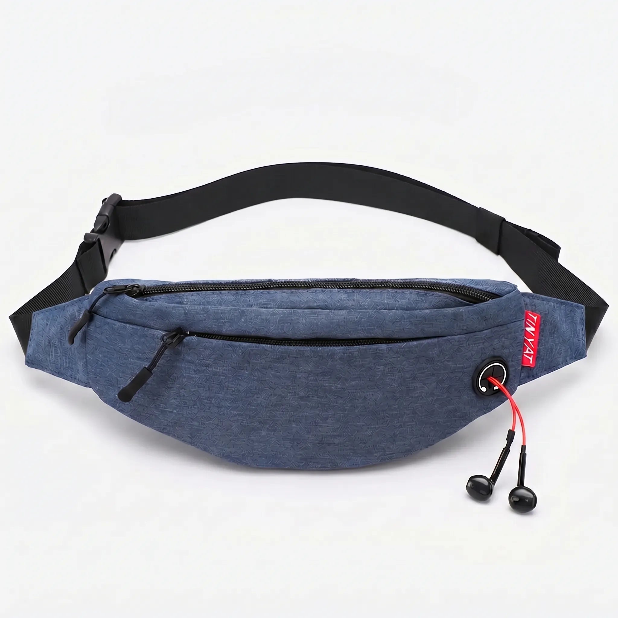 Gekrümmte Bauchtasche mit dualem Reißverschluss und verstellbarem Riemen