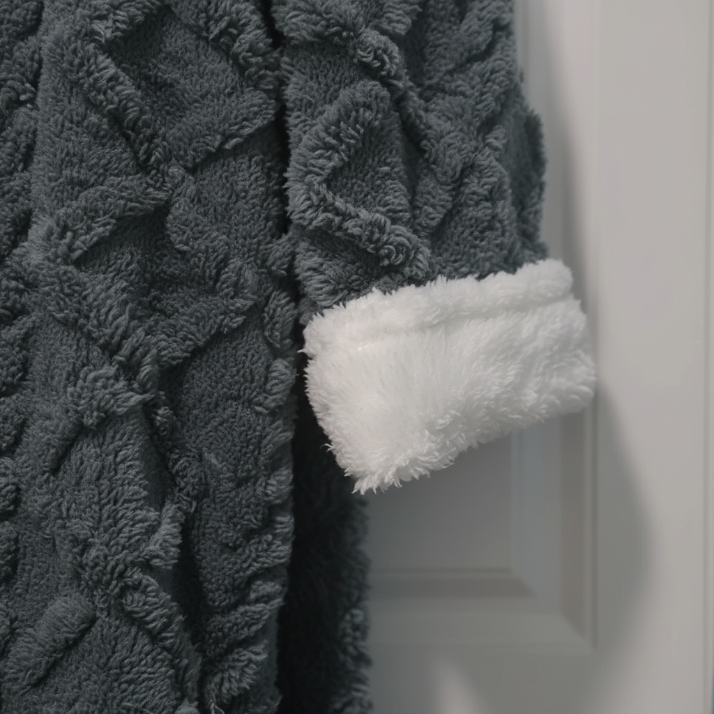Langer Kapuzen-Bademantel Damen warm plüschig knöchellang