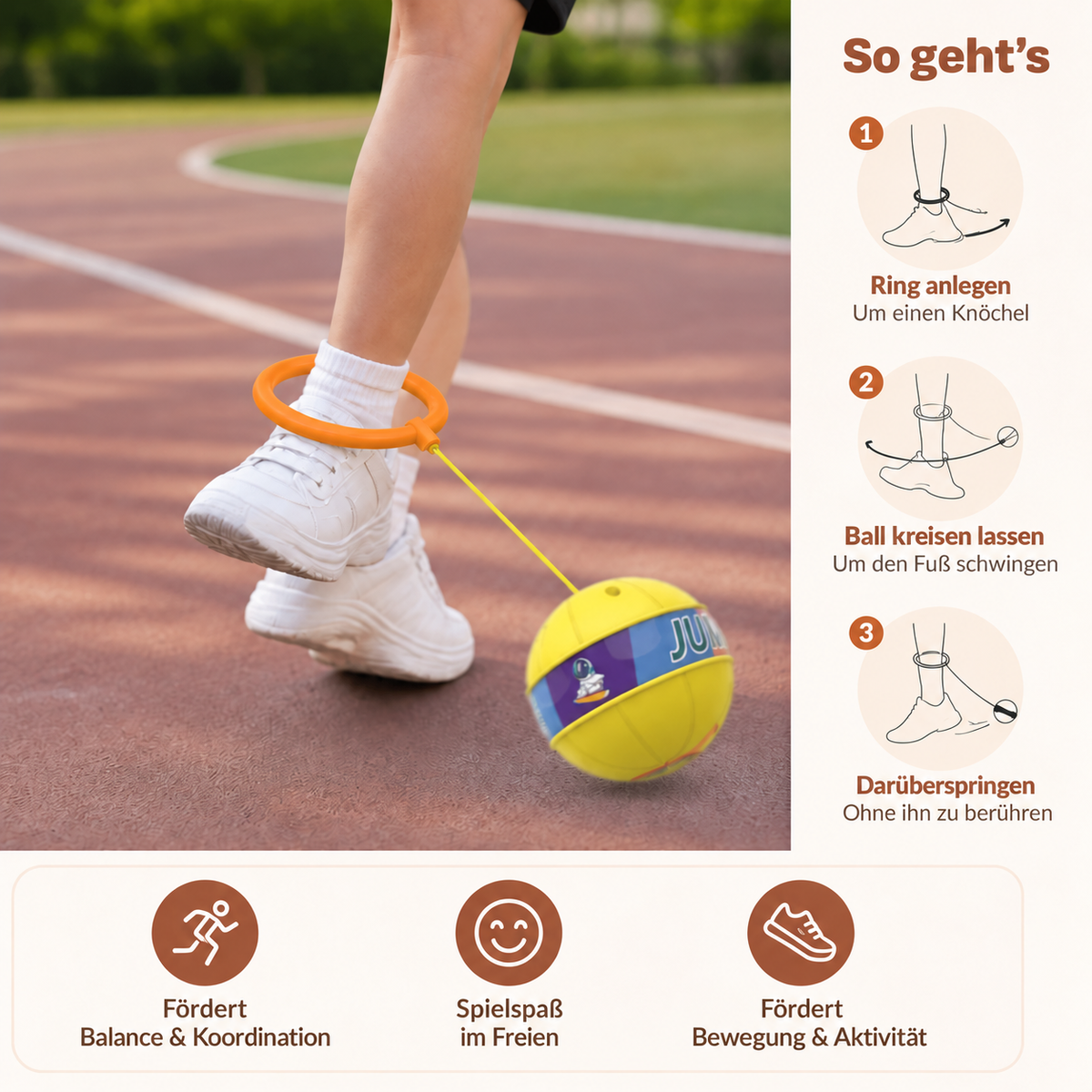Nordspur | Interaktives Sprungball-Knöchelspielzeug für Kinder