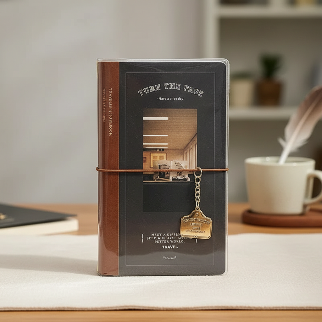 Reisepassformat Notizbuch mit Elastikverschluss und Vintage-Design