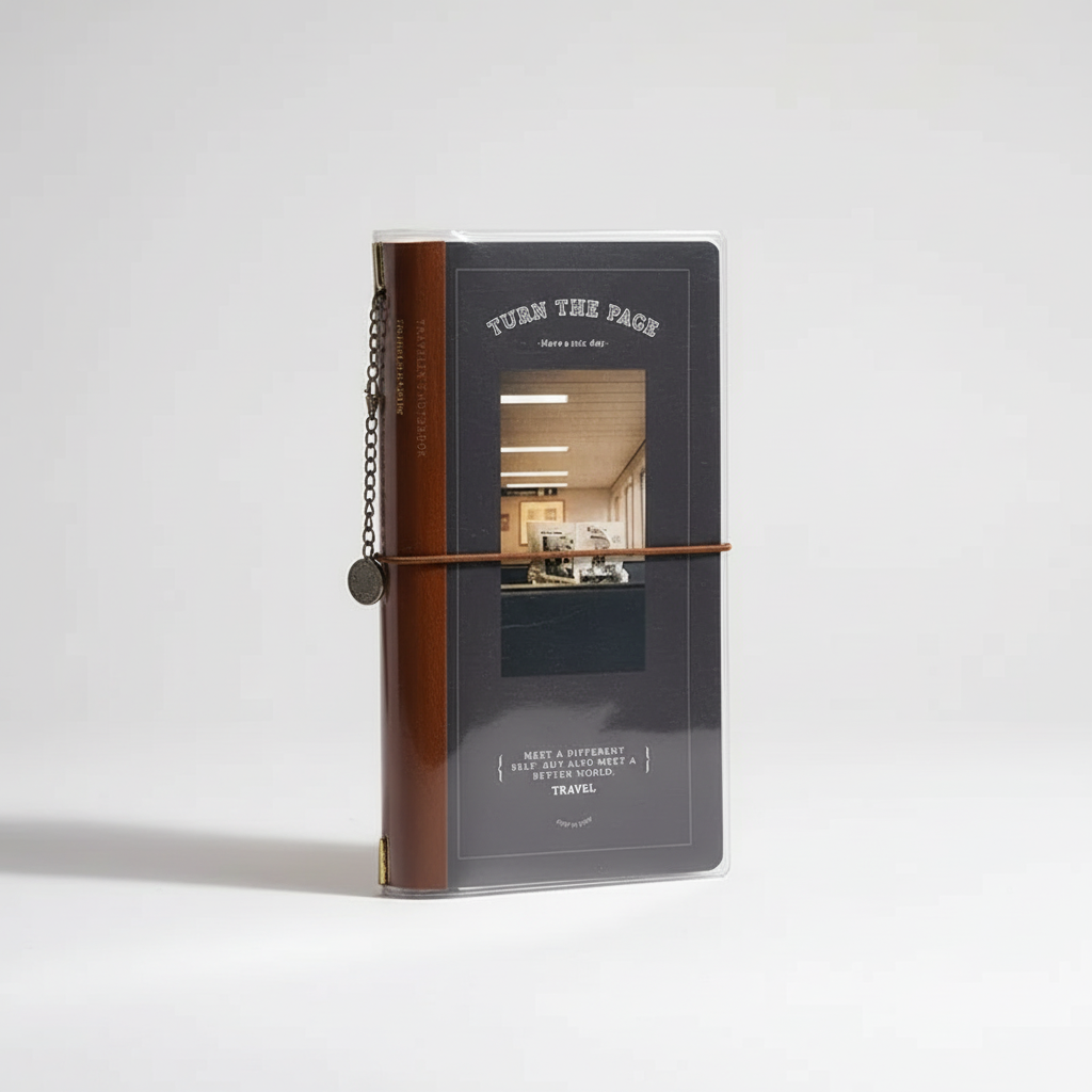 Reisepassformat Notizbuch mit Elastikverschluss und Vintage-Design