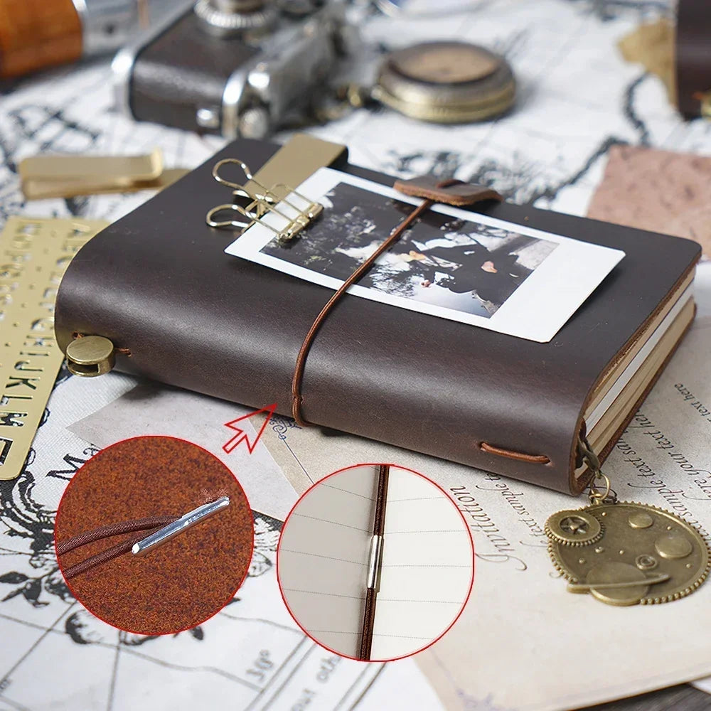 Vintage Reisetagebuch handgefertigt mit austauschbaren Papiereinsätzen