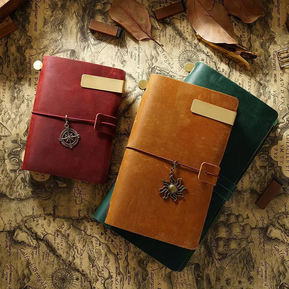 Vintage Reisetagebuch handgefertigt mit austauschbaren Papiereinsätzen