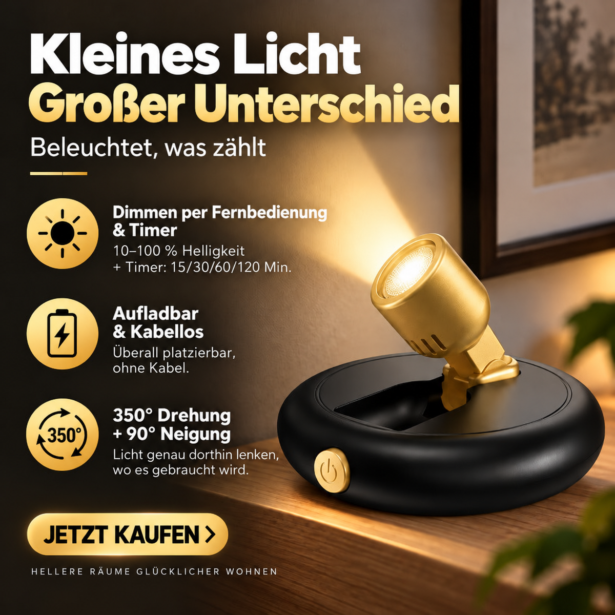 Nordspur | Kabelloser wiederaufladbarer Art Spotlight