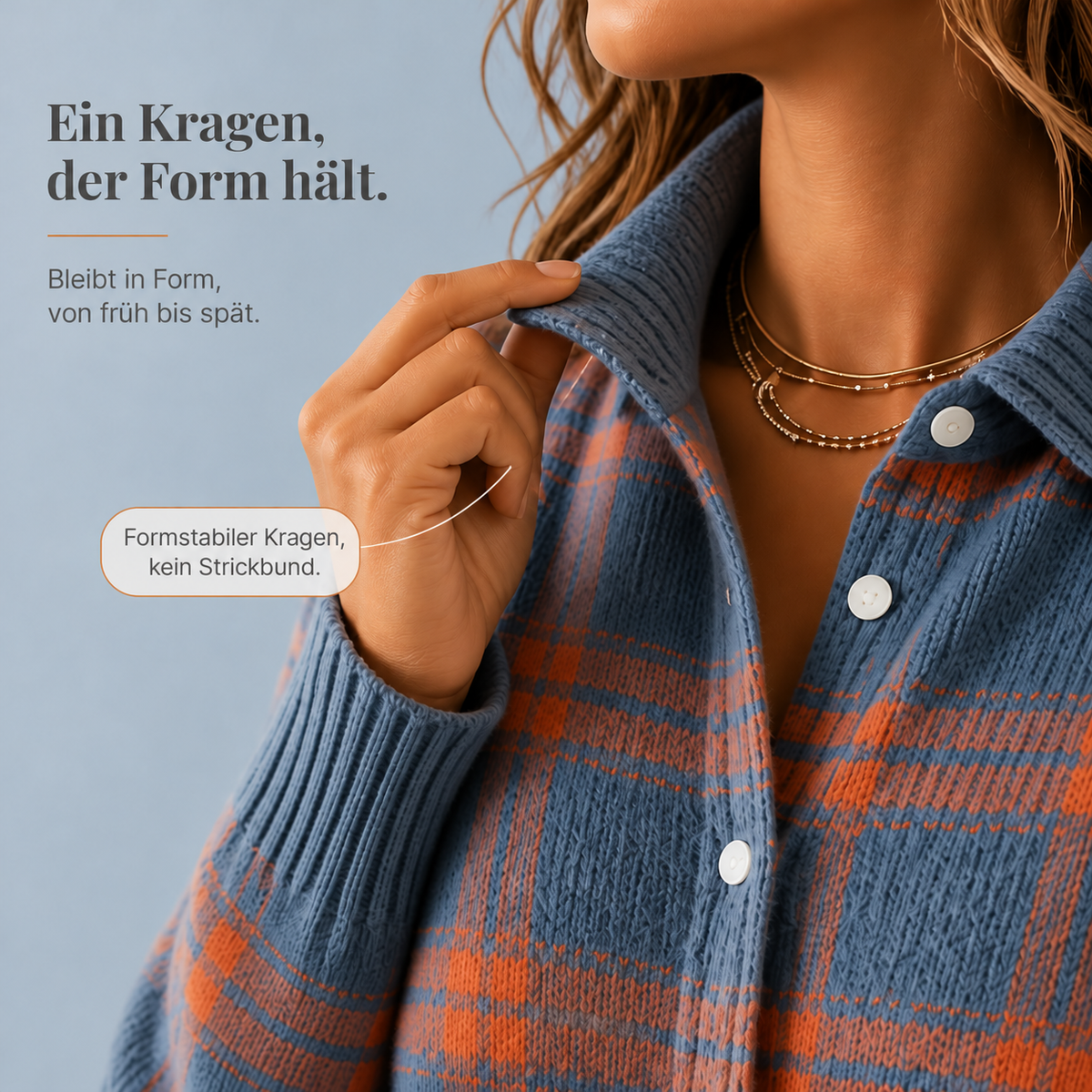 Nordspur | Karierte Strickjacke mit Hemskragen
