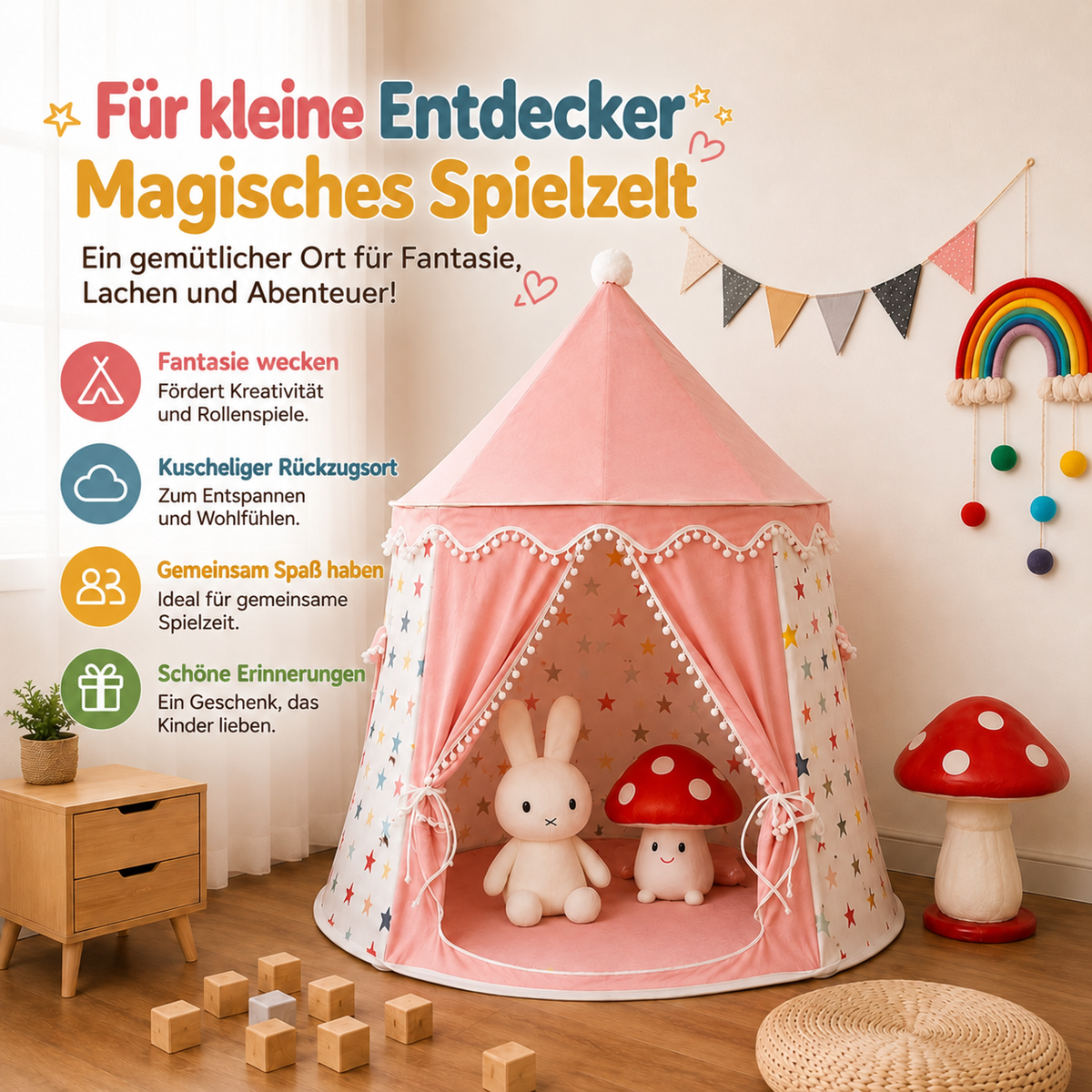 Nordspur | Kinder-Spielzelt mit Sternenmuster für drinnen