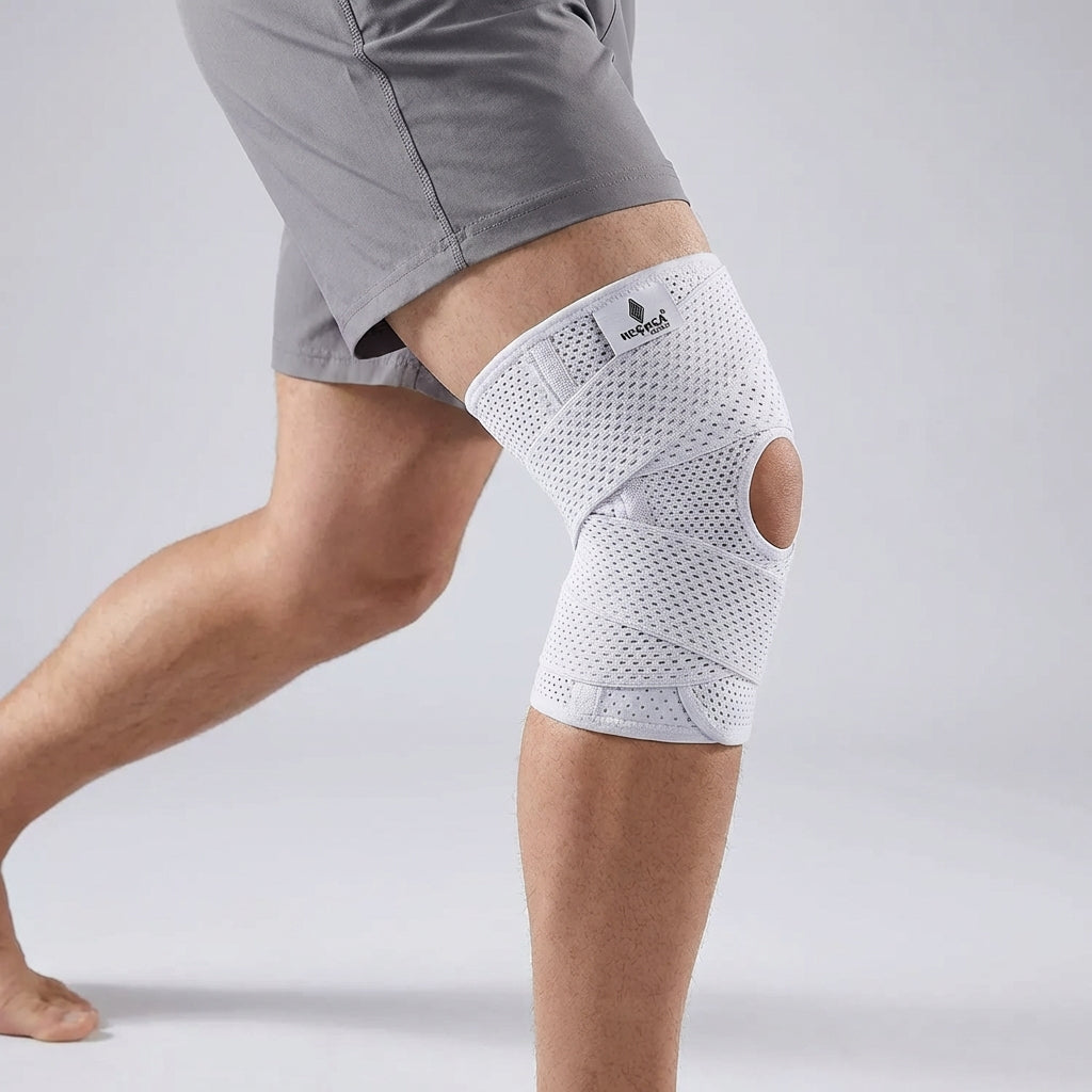 Verstellbare Knieorthese mit Seitenstabilisatoren und Kompressionsfunktion