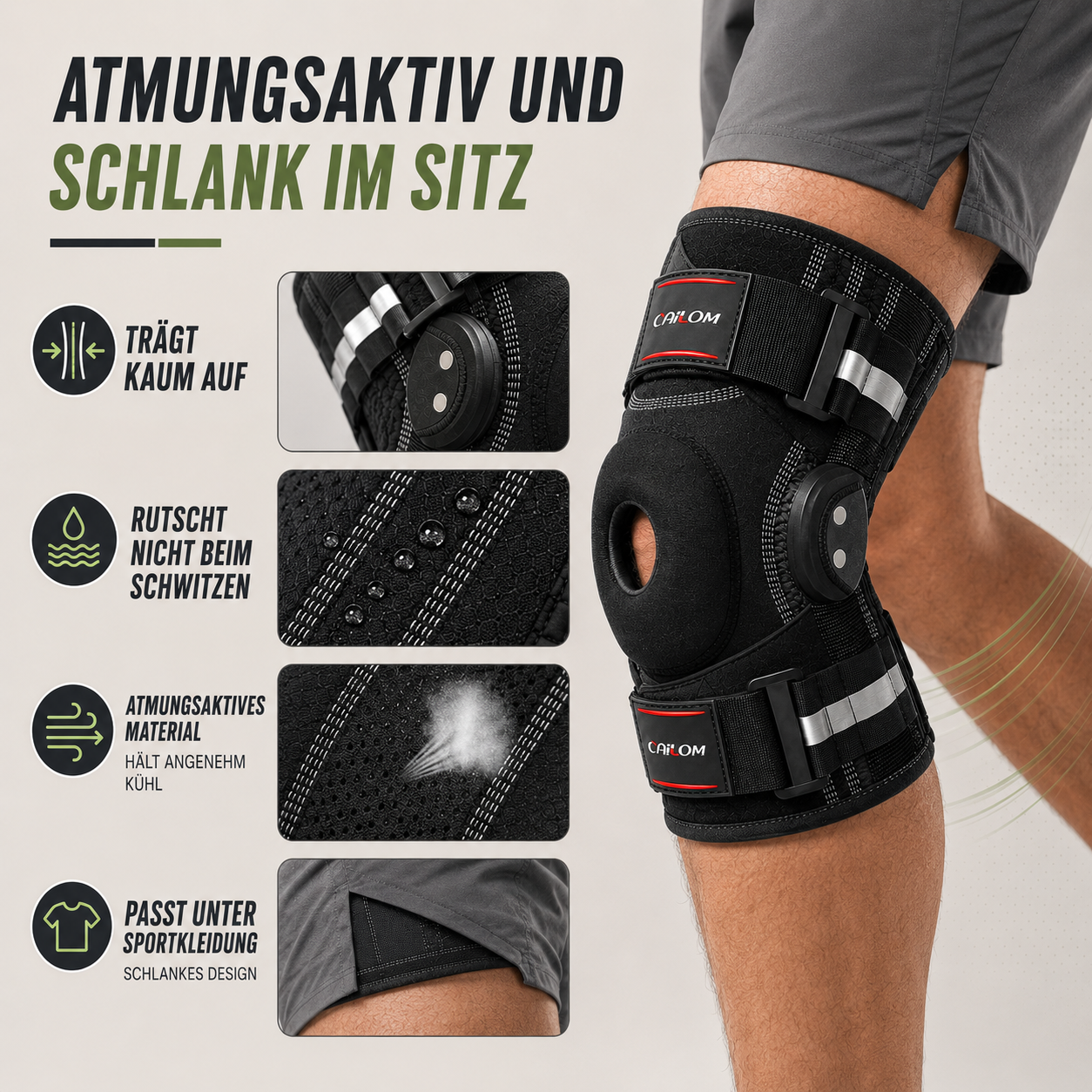 Nordspur | Knevoxa Kniebandage mit Gelenken | Seitliche Stabilisatoren für Sport