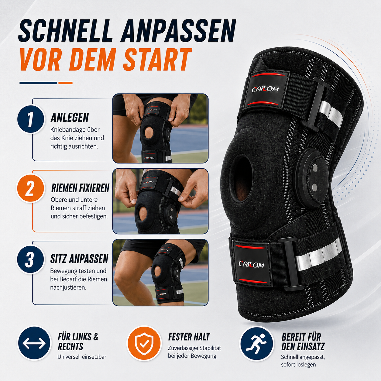 Nordspur | Knevoxa Kniebandage mit Gelenken | Seitliche Stabilisatoren für Sport