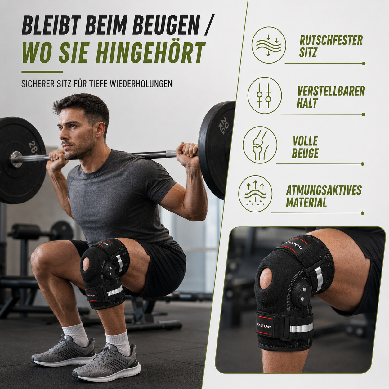 Nordspur | Knevoxa Kniebandage mit Gelenken | Seitliche Stabilisatoren fürs Training