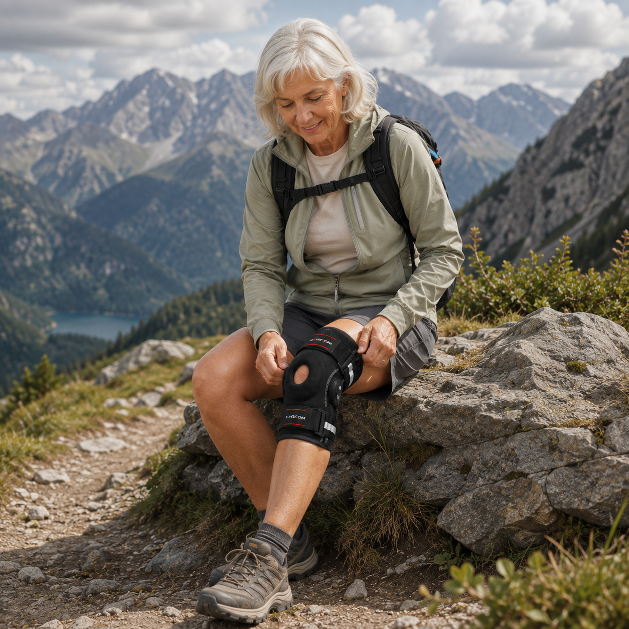 Nordspur | Knevoxa Kniebandage mit Gelenken | Seitliche Stabilisatoren fürs Wandern