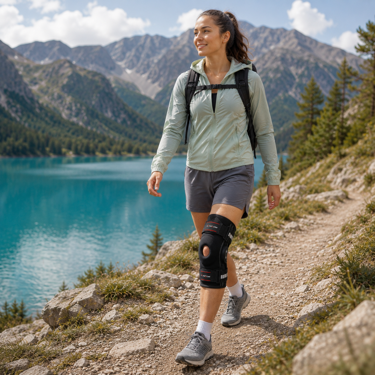 Nordspur | Knevoxa Kniebandage mit Gelenken | Seitliche Stabilisatoren fürs Wandern
