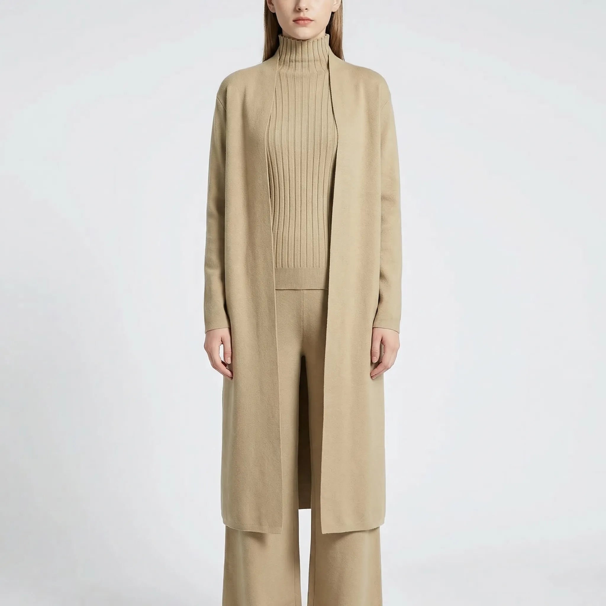 Strick 3-Teiler für Damen mit Cardigan, Pullover und Hose