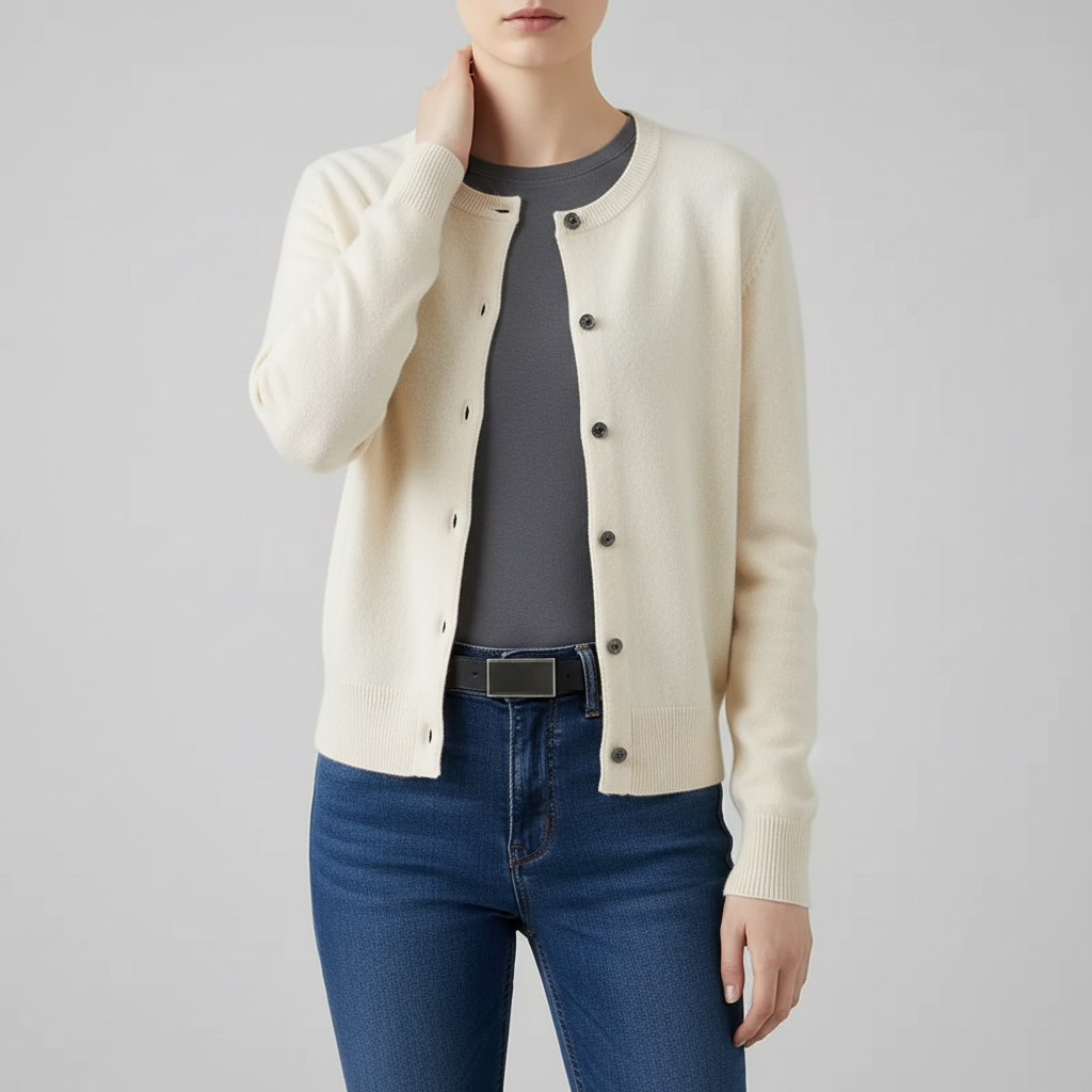 Gestrickte Langarm-Strickjacke Damen weich hochelastisch