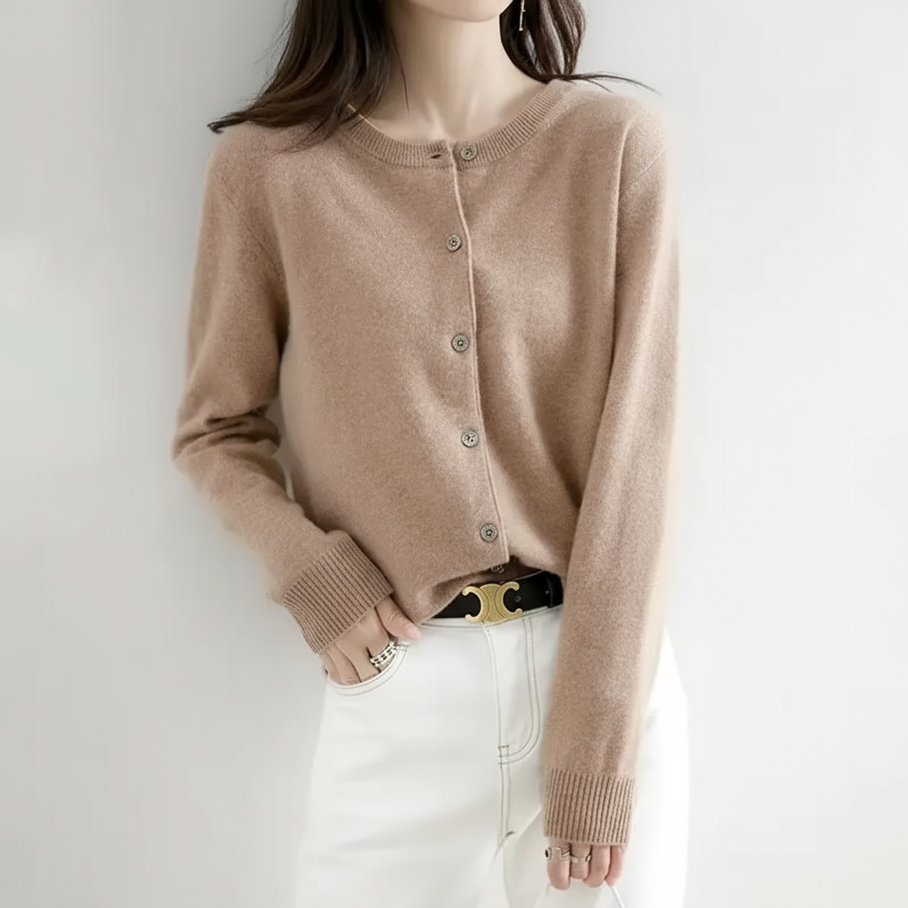 Gestrickte Langarm-Strickjacke Damen weich hochelastisch
