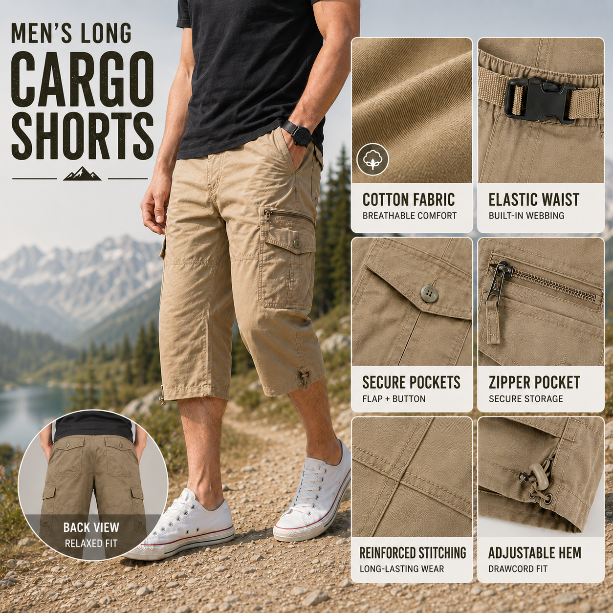 Nordspur | Kortivar Lange Cargo-Shorts