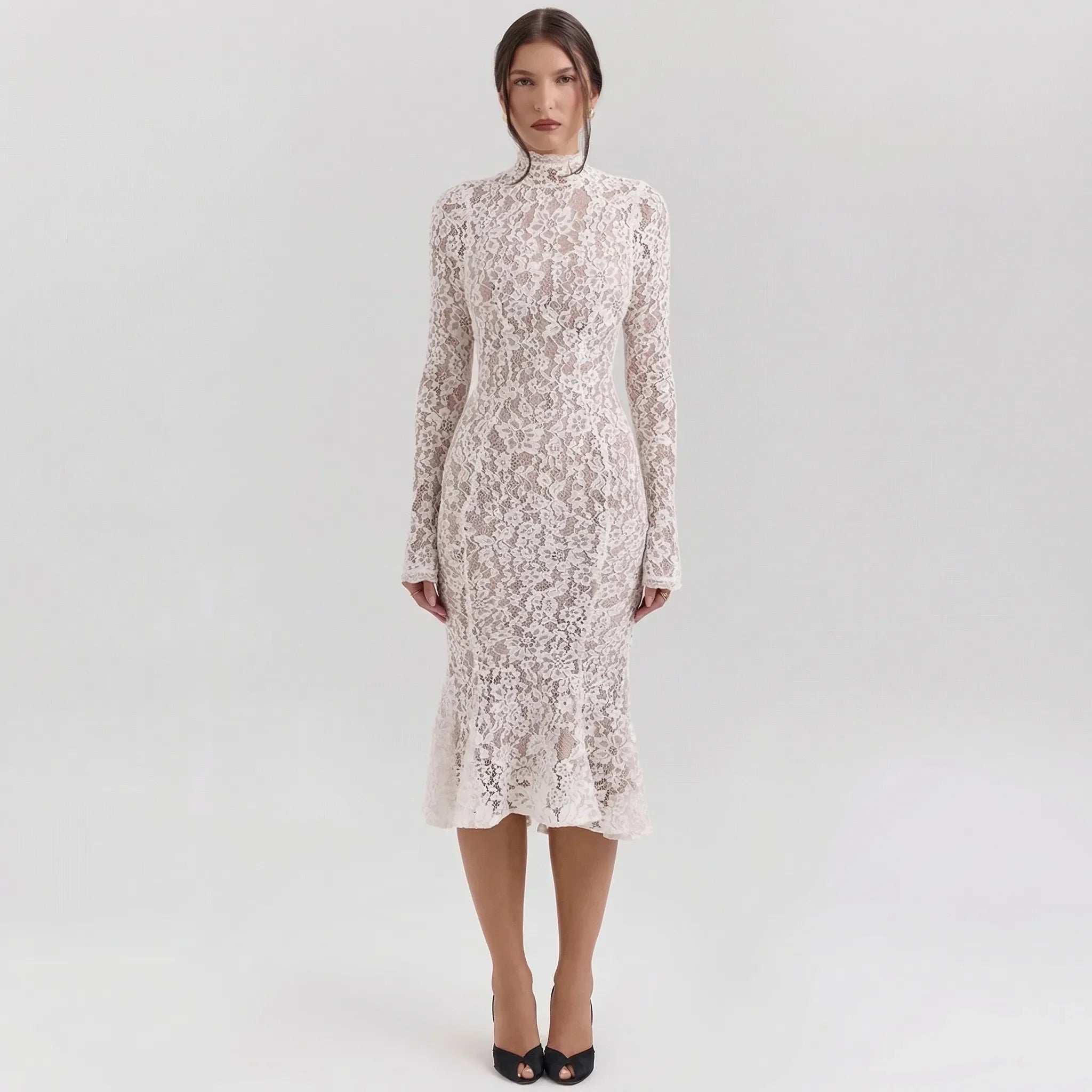 Nordspur | Lacevelle Long Sleeve Bodycon Midi Dress