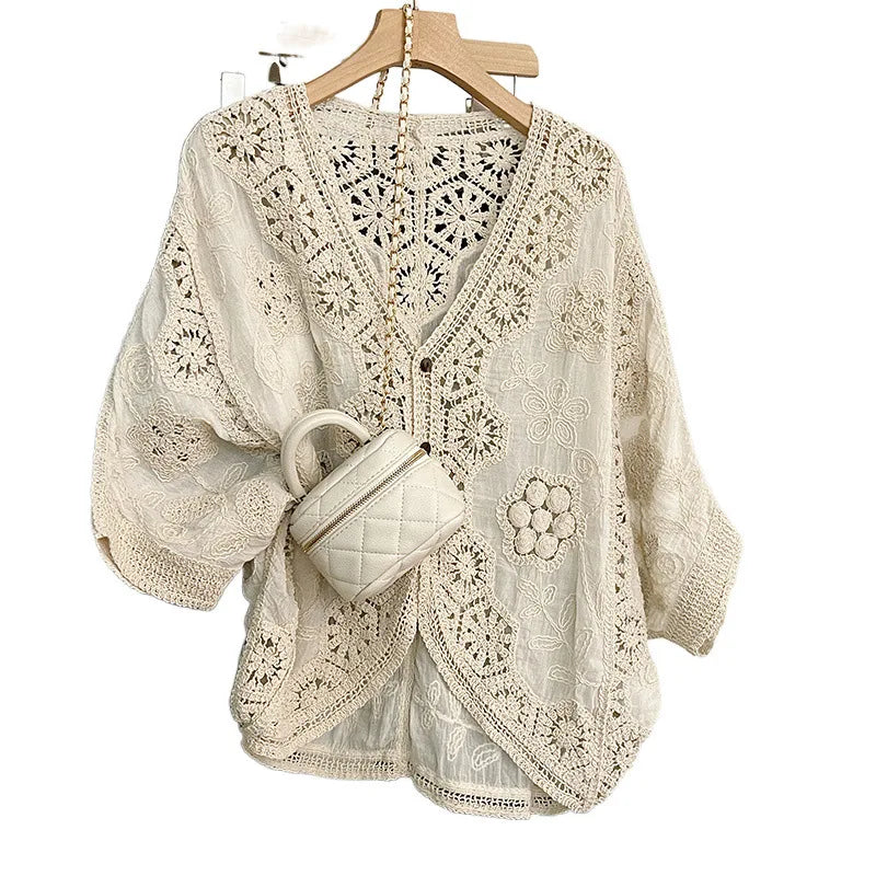 Nordspur | Lacoria Boho Crochet Button Up Cardigan