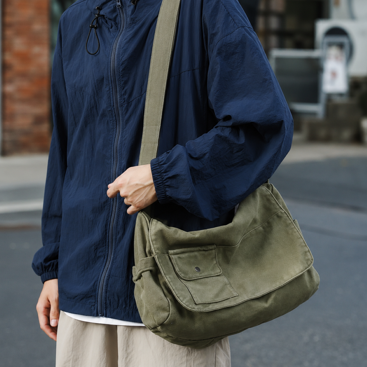 Nordspur | Große Canvas Messenger Tasche