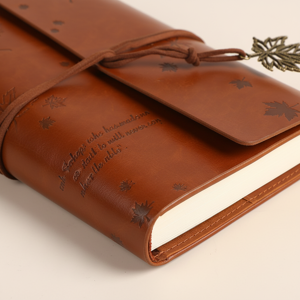 Vintage Wickeljournal nostalgisches Blattdesign Kraftpapierseiten