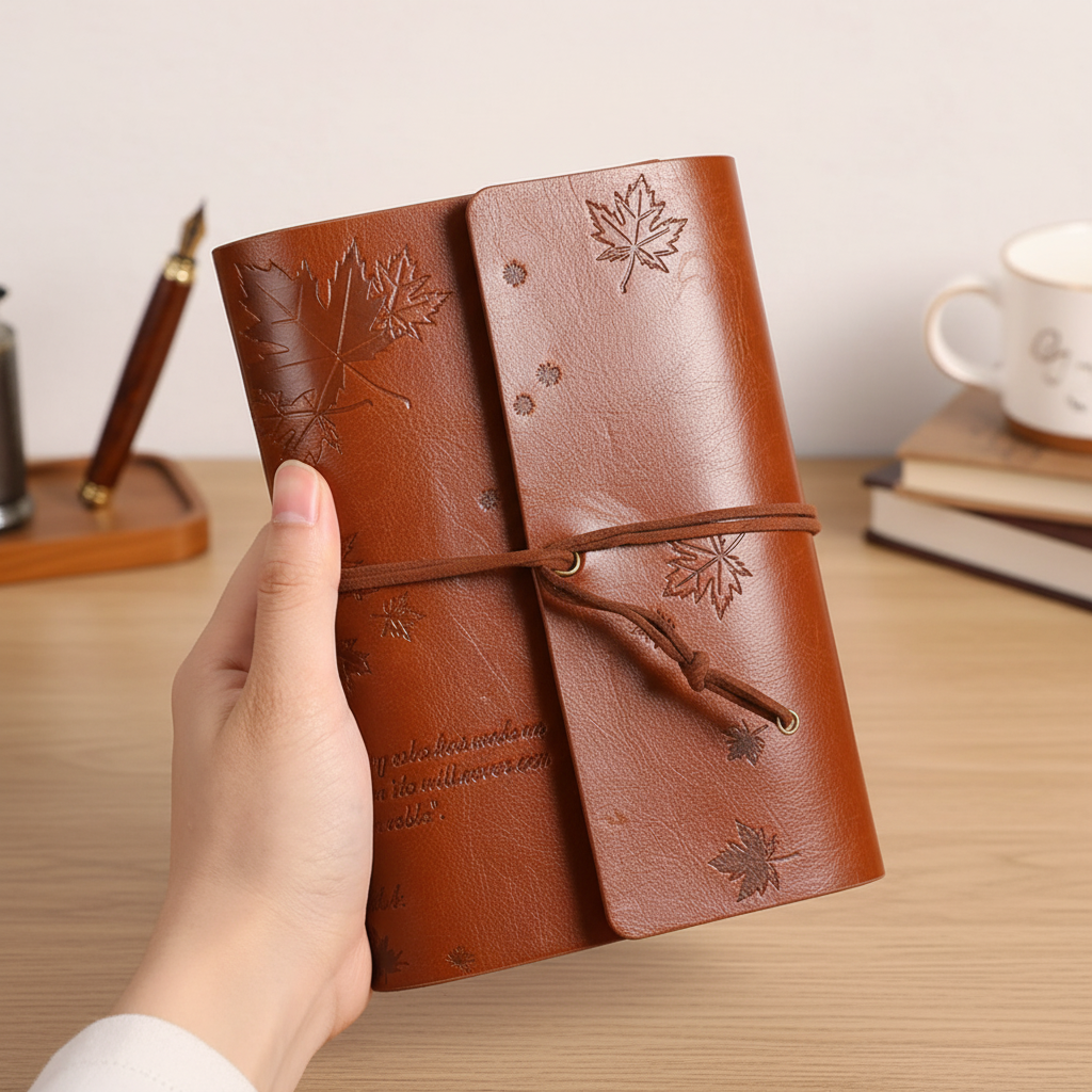 Vintage Wickeljournal nostalgisches Blattdesign Kraftpapierseiten